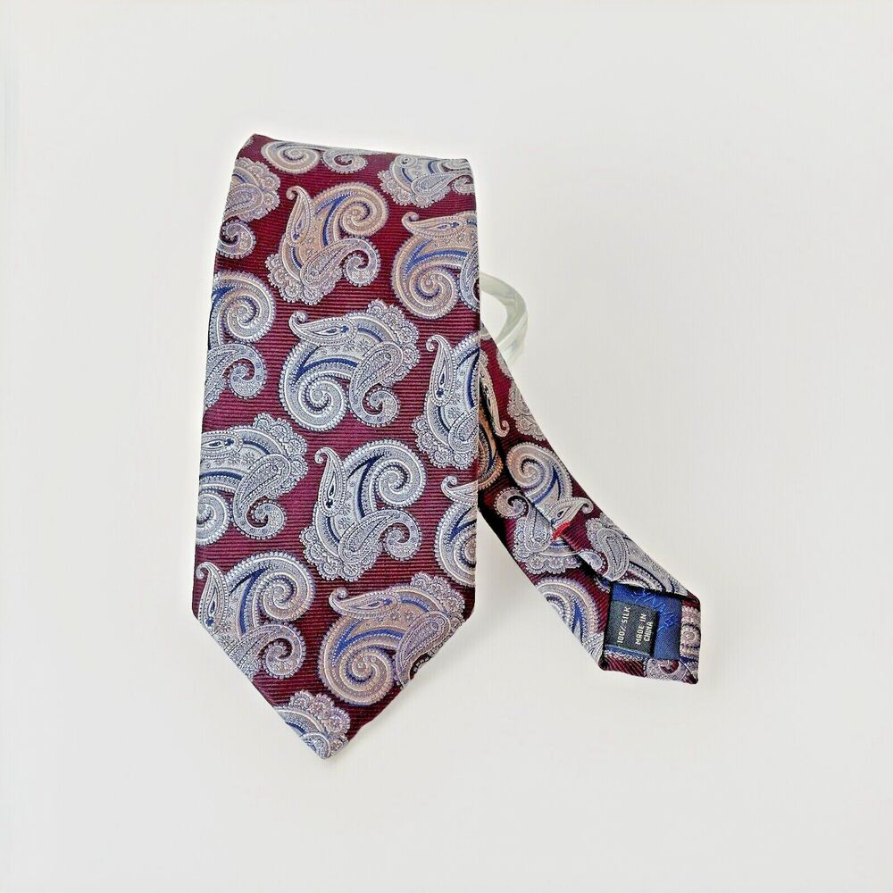 Jos. A. Bank Heritage Collection Paisley Repp Tie Silk Necktie Red  Mens Size 58